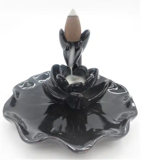 Backflow Incense Burner Lotus on Water Leaf (CY350001)