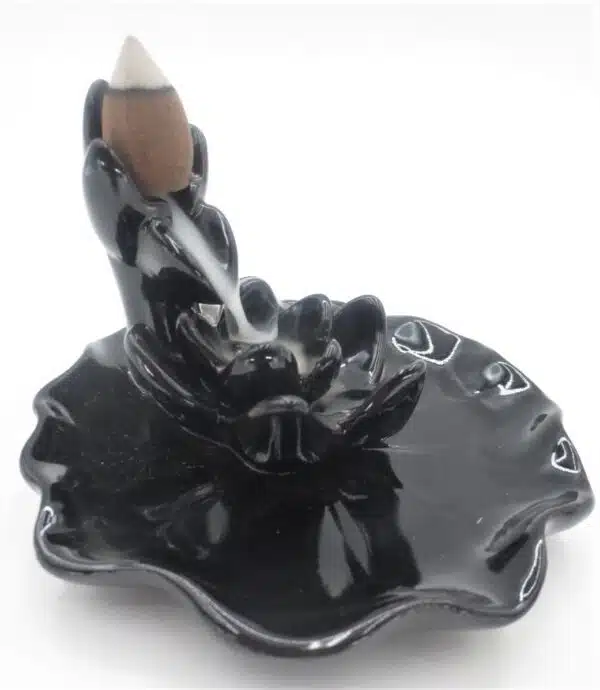 Backflow Incense Burner Lotus on Water Leaf (CY350001)