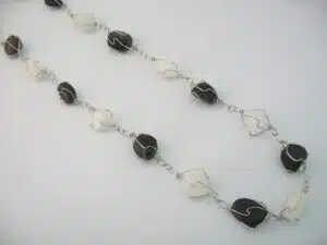 Big Chakra Necklace Onyx & Milky Quartz