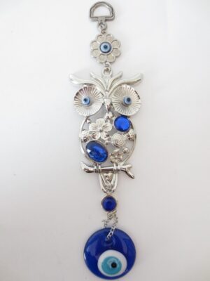 Blue evil eye hanger wholesale - set with owl (6 pcs)