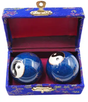 Blue Meridian balls with two Ying Yang Symbols - 3.5cm