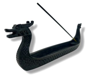 Chinese Dragon Boat Incense Holder - Black