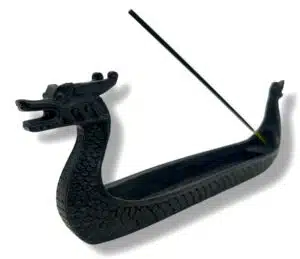 Chinese Dragon Boat Incense Holder - Black