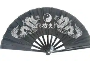 Chinese Fan Black with Dragons and Yin Yang