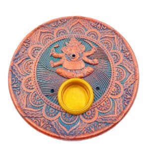 Ganesh incense holder round bronze