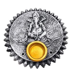 Ganesha incense holder round silver (6pcs)