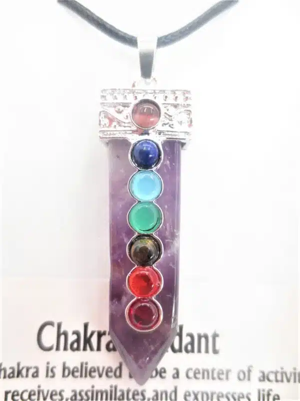 Gemstone Amethyst 7 Chakra Pendant Necklace