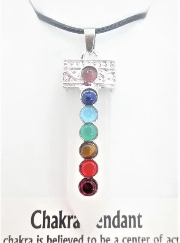 Gemstone Rock Crystal 7 Chakra Pendant Necklace