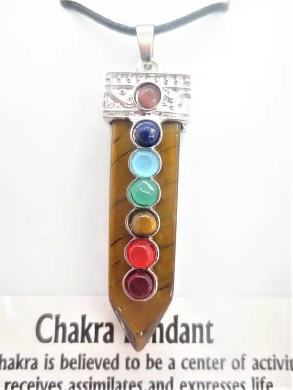 Gemstone Tiger Eye 7 Chakra Pendant Necklace