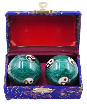 Green Meridian Balls with 6 Yin Yang Symbols - 3.5cm