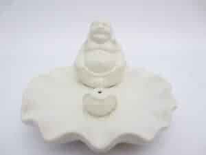 Incense holder chinese buddha on a scale white