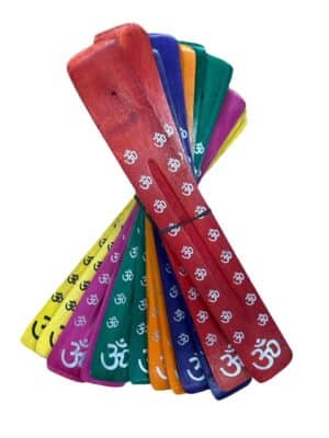 Incense holder colored wooden holder Om (12 pcs)