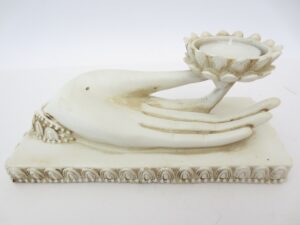 Incense holder white hand with tealight