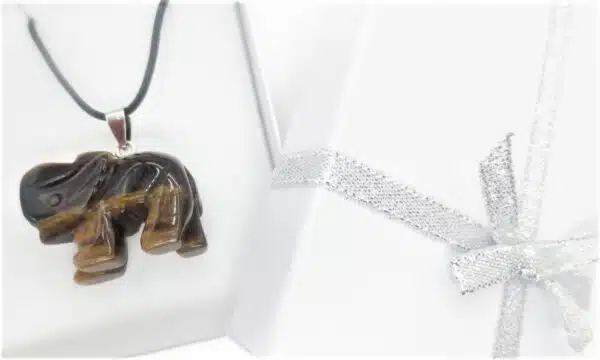 Luxury Elephant Pendant Necklace - Tiger Eye