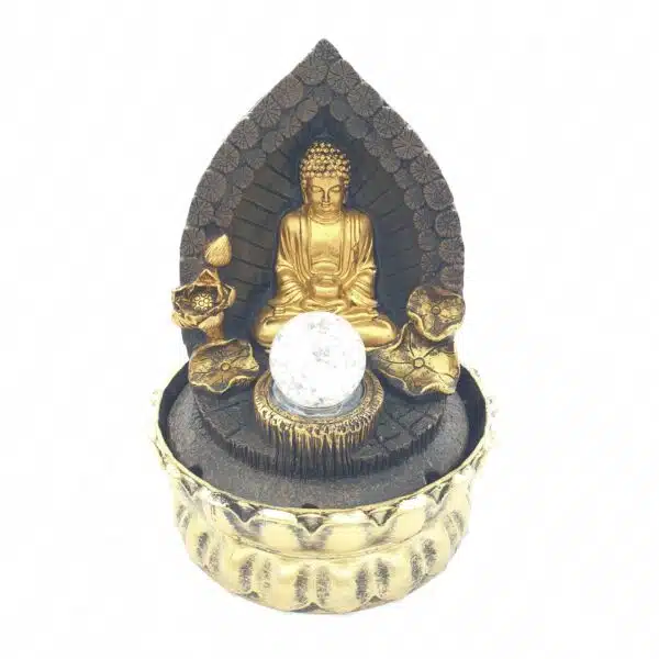 Meditation Led Lighting Buddha in Wall Gold Fountain Small (16094)