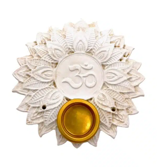 Om Lotus incense holder round white (6pcs)