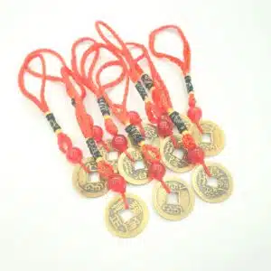 Qing Dynasty Lucky Coin Pendant Red Set of 10