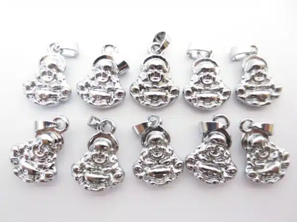 Silver Buddha hangers 10 pcs