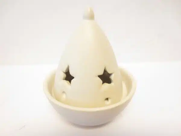 Small cone incense burner white with star