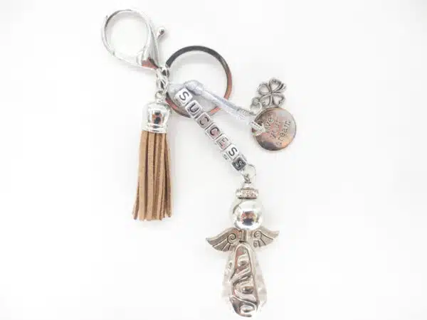 Success Angel keychain light brown