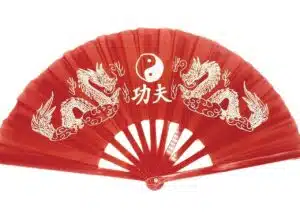 Tai Chi Fan Red with Dragons and Yin Yang