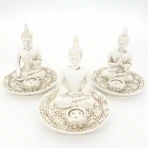 Tibetan Buddha Set of 3 Incense Holders white