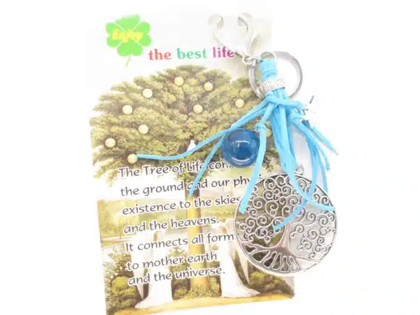 Tree of Life keychain with blue ball