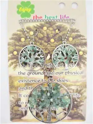 Tree of Life Necklace + earring set jade