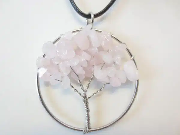 Tree of Life Necklace rose quartz