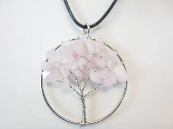 Tree of Life Necklace rose quartz