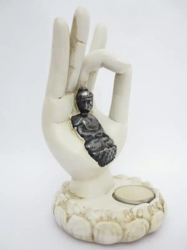 White buddha hand incense / candle holder