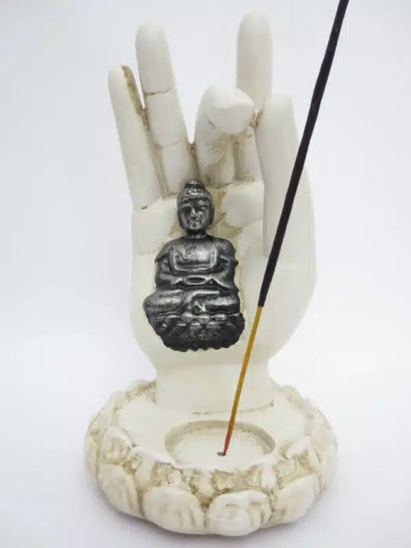 White buddha hand incense / candle holder