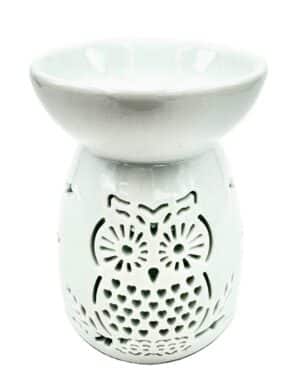 White Oil Burner with Owl & Stars