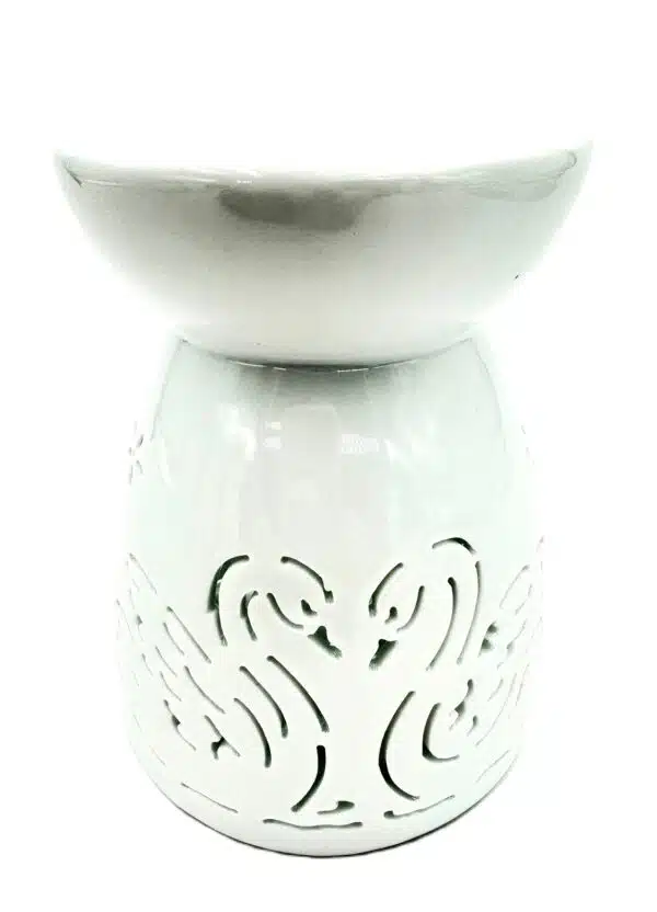 White Oil Burner with Swan Birds