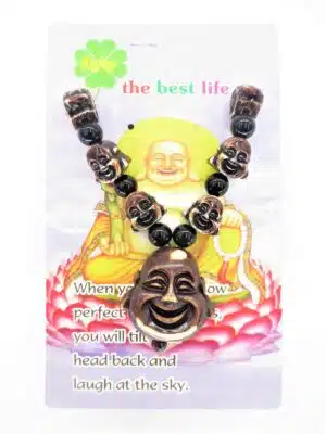 Wholesale - Brown smiling Buddha head necklace