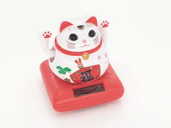 Wholesale - Lucky Cat Solar Light White with 2 moving arms