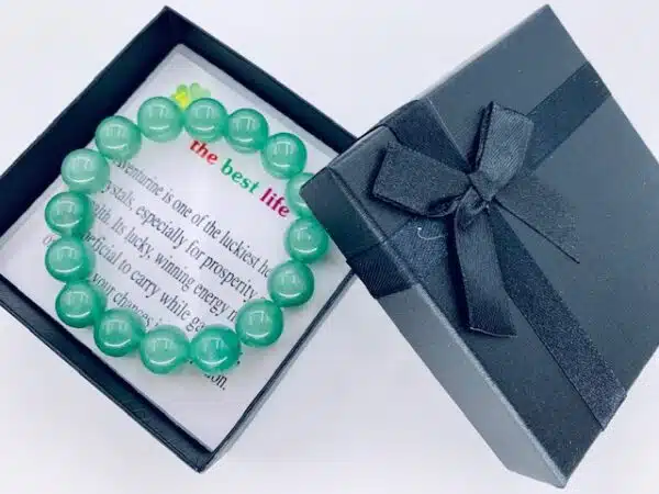 12mm Gemstone Bracelet with Gift Box - Aventurine