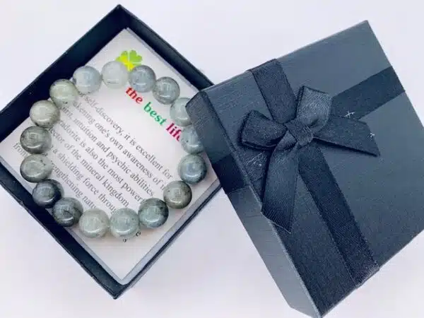 12mm Gemstone Bracelet with Gift Box - Labradorite