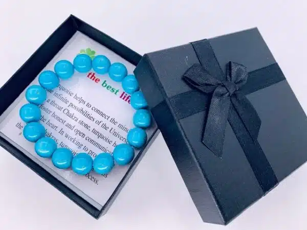 12mm Gemstone Bracelet with Gift Box - Turquoise