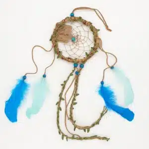 14cm round Bamboo with Turquoise stone Dreamcatchers