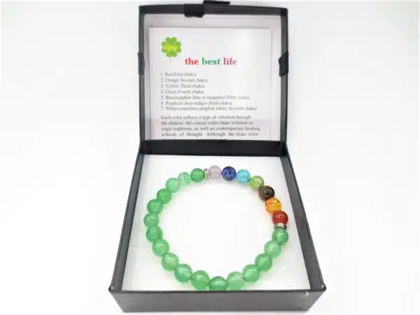 8mm 7 Chakra Bracelet with Gift Box - Aventurine