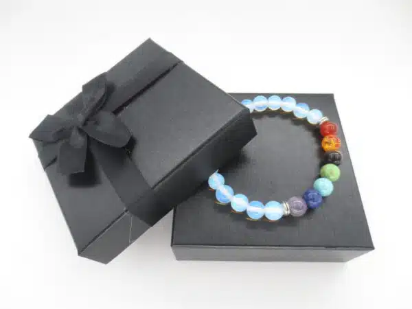 8mm 7 Chakra Bracelet with Gift Box - Opal