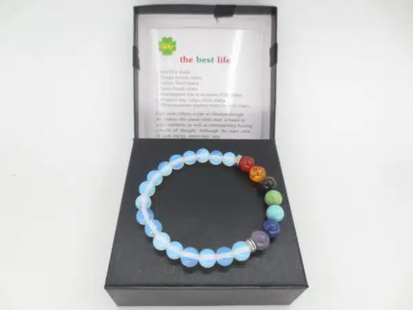 8mm 7 Chakra Bracelet with Gift Box - Opal