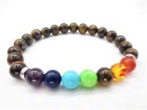 8mm 7 Chakra Bracelet with Gift Box - Tiger Eye