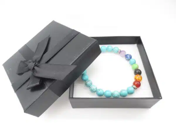 8mm 7 Chakra Bracelet with Gift Box - Turquoise