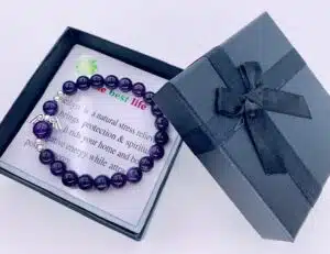 8mm Angel Bracelet with Box - Amethyst