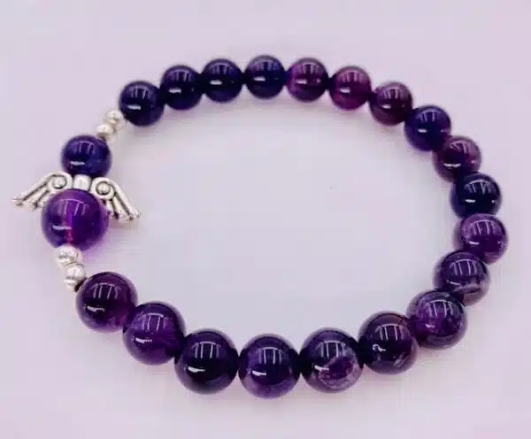 8mm Angel Bracelet with Box - Amethyst