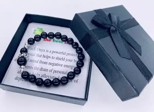 8mm Angel Bracelet with Box - Onyx