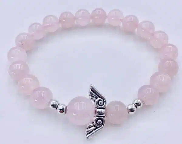 8mm Angel Bracelet with Box - Rose Quartz