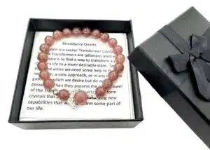 8mm Angel Bracelet with Box - Strawberry Quartz